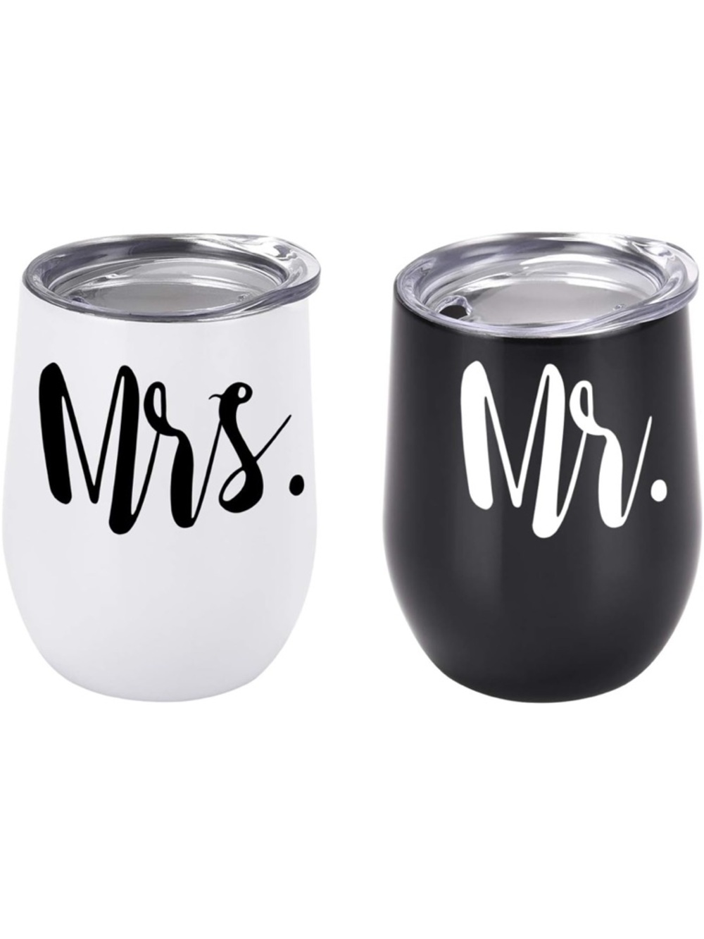 Mr. & Mrs. Insulated Stemless Wine Tumblers - Black & White